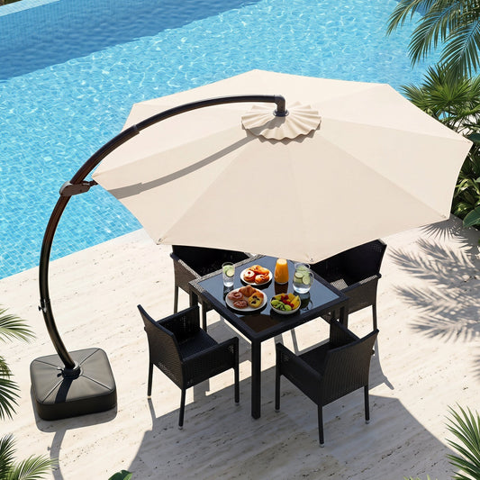 11 FT Cantilever Patio Umbrella with Base and 360° Rotation