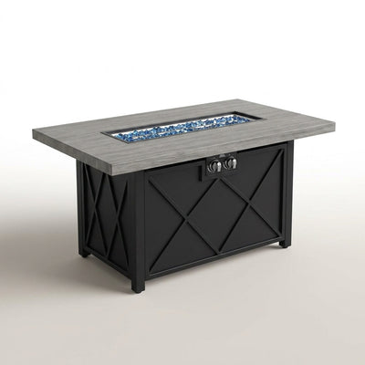 Gas Fire Pit Table Built for Year-Round Gathering, 60,000BTU Heat Output, 42 Inch Rectangular Top, Steel Base