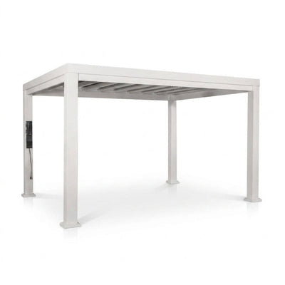 Outdoor Pergola Kit Built for All-Weather Durability, 14x10 Galvanized Steel Frame, Shade Sail Canopy, Powerport