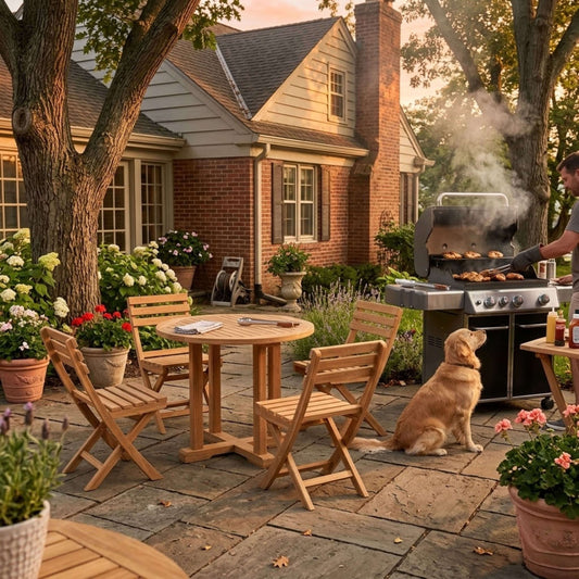 Anderson Teak Montage Alabama 5-Piece Round Teak Bistro Set — supplier product photograph 1