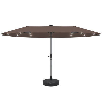 Ainfox 13ft Outdoor Patio Umbrella with Lights and Decorative Pattern Umbrella Base
