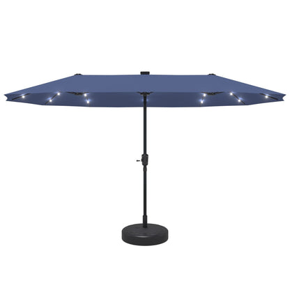 Ainfox 13ft Outdoor Patio Umbrella with Lights and Decorative Pattern Umbrella Base