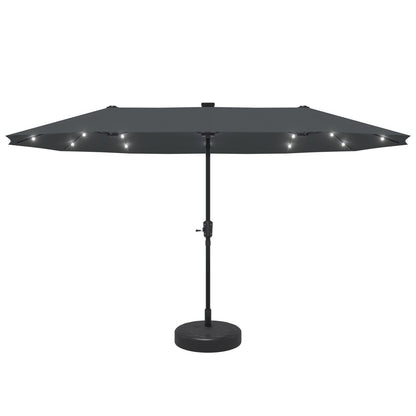 Ainfox 13ft Outdoor Patio Umbrella with Lights and Decorative Pattern Umbrella Base