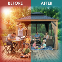 10-Ft X 12 Gazebo Brwon Gazebo with Hardtop Roof (Screen Included) — Before & After