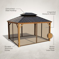 10-Ft X 12 Gazebo Brwon Gazebo with Hardtop Roof (Screen Included) — infographic