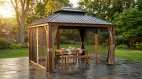 10-Ft X 12 Gazebo Brwon Gazebo with Hardtop Roof (Screen Included) — Lifestyle