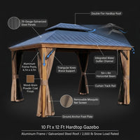 10-Ft X 12 Gazebo Brwon Gazebo with Hardtop Roof (Screen Included) — How It Works