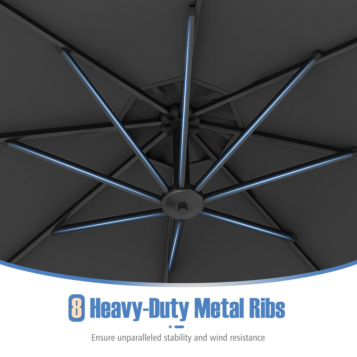 10 Feet Offset Hanging Umbrella with Base Patio Cantilever Umbrella with Tilt