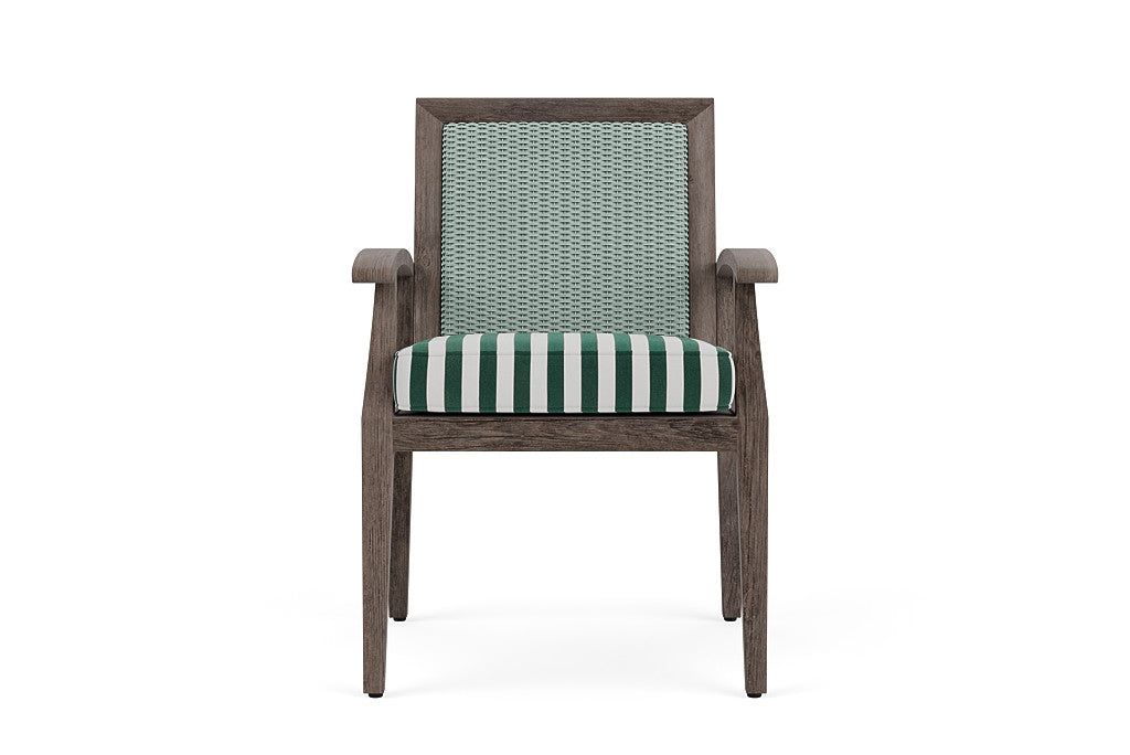 Lloyd Flanders Frontier Dining Armchair — Sea Glass / Safari White Stripe — manufacturer configuration [67823075262558]