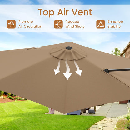 9 FT Cantilever Patio Umbrella with Vented Top and Sun-Protective Canopy