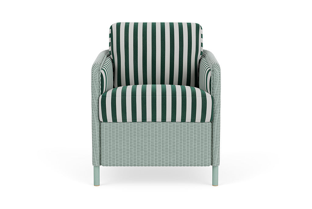 Lloyd Flanders Visions Dining Armchair — Sea Glass / Safari White Stripe — manufacturer configuration [67823124545630]