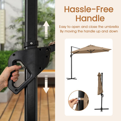 9 FT Cantilever Patio Umbrella with Vented Top and Sun-Protective Canopy