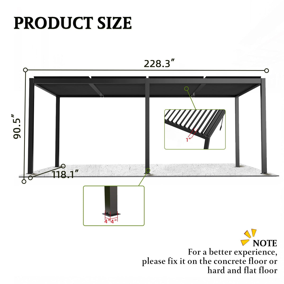 10x19 Louver Pergola Aluminium Frame & Louvers