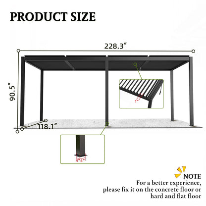 10x19 Louver Pergola Aluminium Frame & Louvers