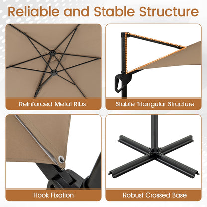 9 FT Cantilever Patio Umbrella with Vented Top and Sun-Protective Canopy