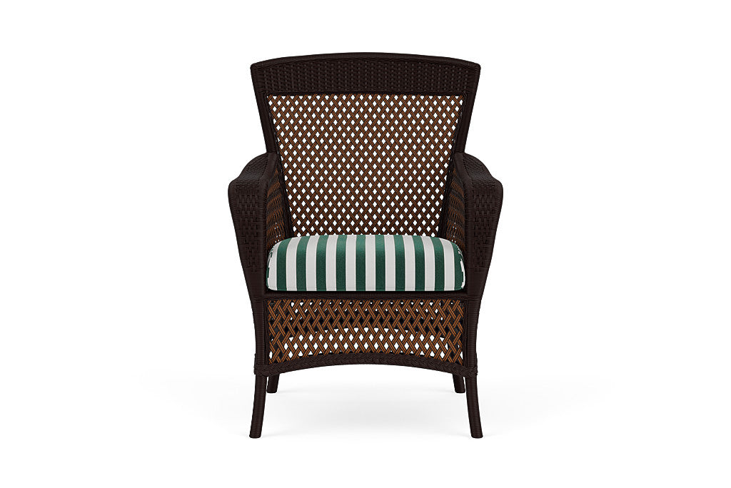 Lloyd Flanders Grand Traverse Dining Armchair — Caramel / Safari White Stripe — manufacturer configuration [67823114322014]