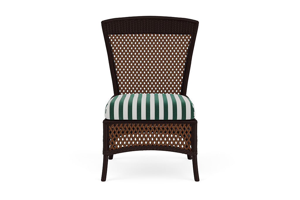 Lloyd Flanders Grand Traverse Armless Dining Chair — Caramel / Safari White Stripe — manufacturer configuration [67823115698270]