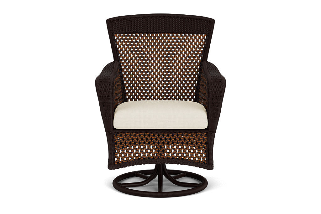 Lloyd Flanders Grand Traverse Swivel Dining Armchair — Caramel / Sailcloth Sailor — manufacturer configuration [67823121072222]