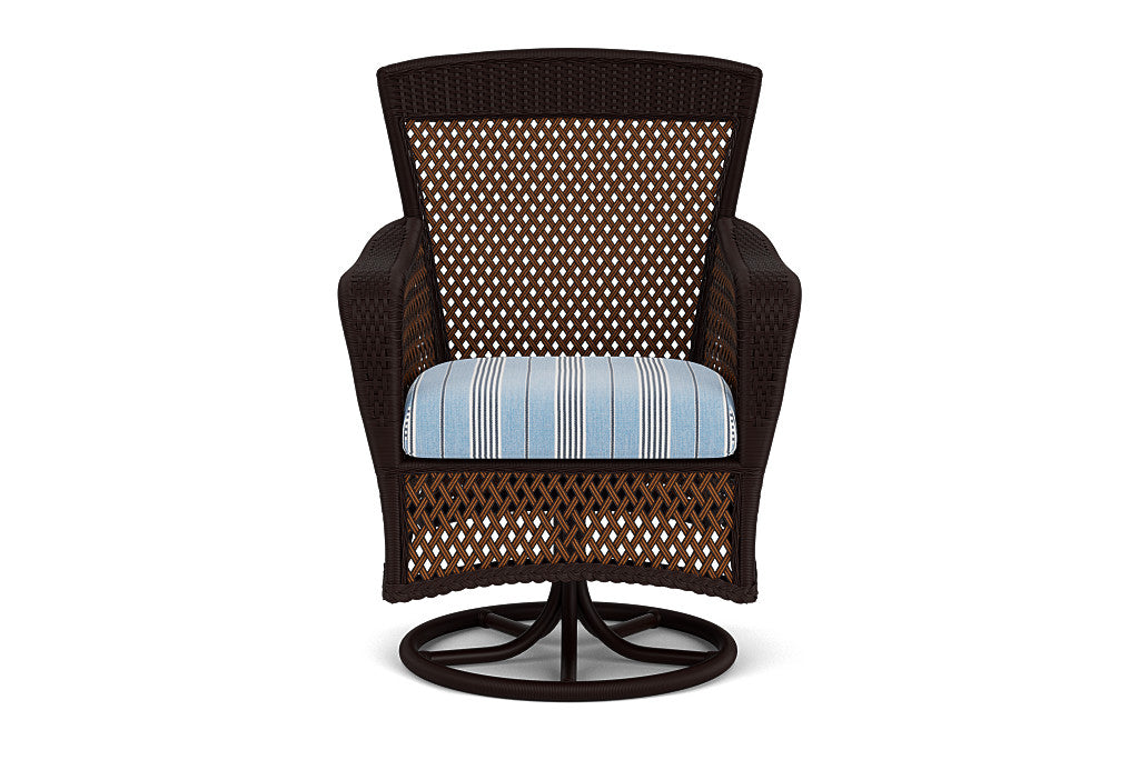 Lloyd Flanders Grand Traverse Swivel Dining Armchair — Caramel / Hansen Sky — manufacturer configuration [67823120842846]
