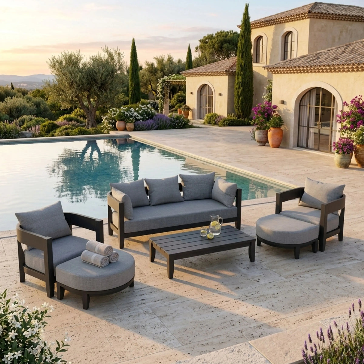 SET-171-AL 6-PC CORONADO ALUMINUM DEEP SEATING SET