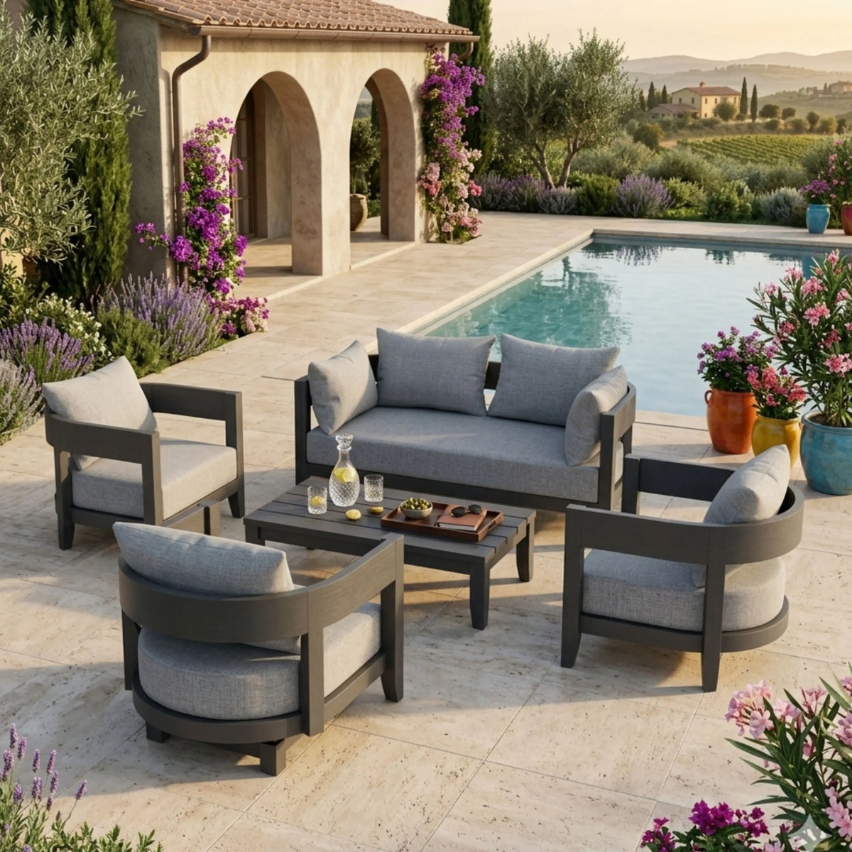SET-173-AL 5-PC CORONADO ALUMINUM DEEP SEATING SET