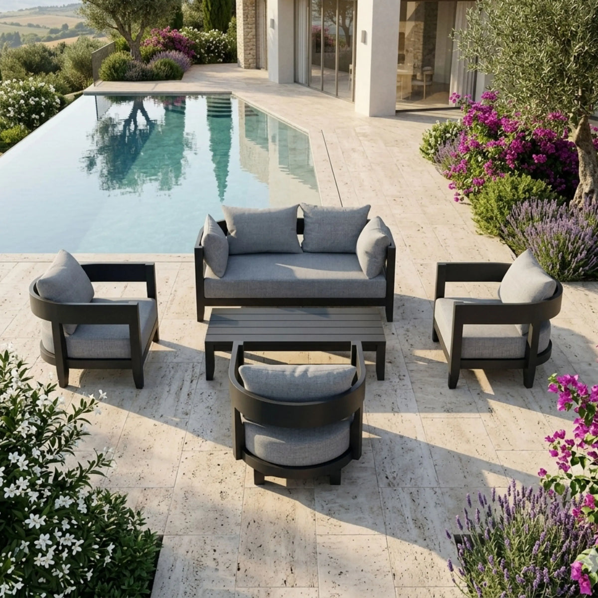SET-173-AL 5-PC CORONADO ALUMINUM DEEP SEATING SET