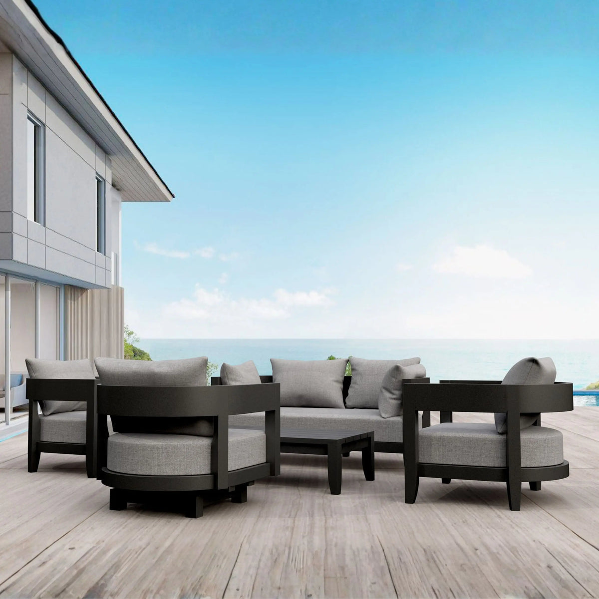 SET-173-AL 5-PC CORONADO ALUMINUM DEEP SEATING SET