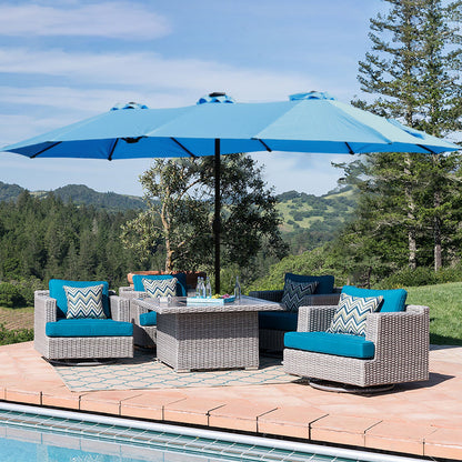 15x9ft Large Double-Sided Rectangular Outdoor Twin Patio Market Umbrella