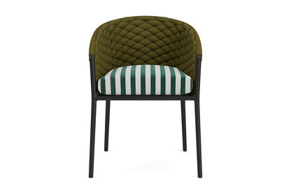 Lloyd Flanders Escape Dining Armchair — Matte Charcoal / Safari White Stripe — manufacturer configuration [67823139618910]