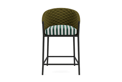 Lloyd Flanders Escape Balcony Stool — Matte Charcoal / Safari White Stripe — manufacturer configuration [67823140962398]