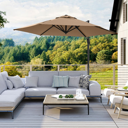 9 FT Cantilever Patio Umbrella with Vented Top and Sun-Protective Canopy