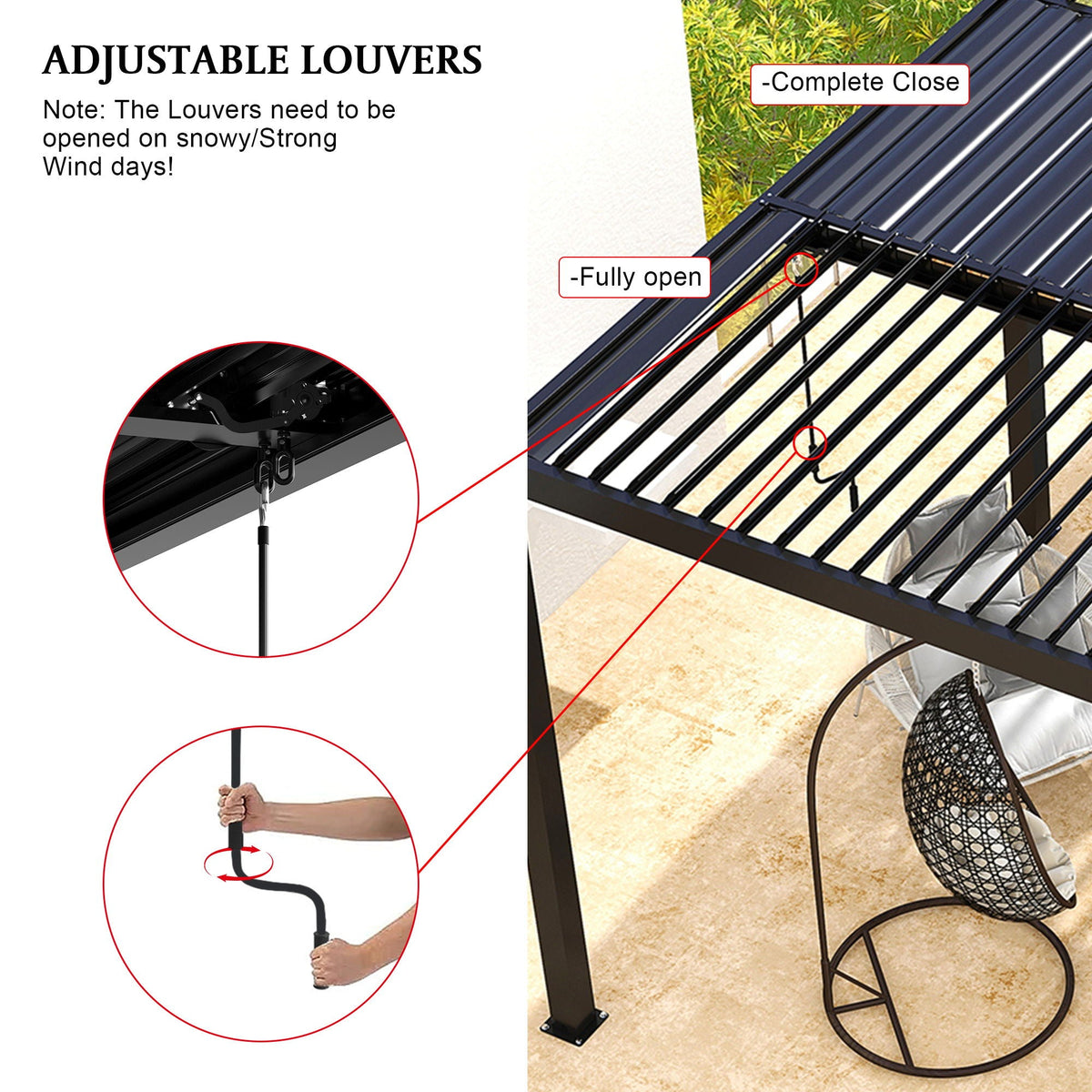 10x19 Louver Pergola Aluminium Frame & Louvers
