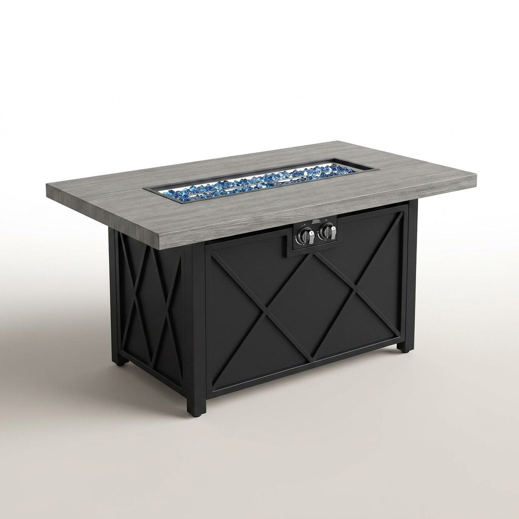42 In. 60,000BTU Fire Pit Propane Gas Fire Pit Table Rectangular Tabletop — Studio Shot