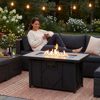 42 In. 60,000BTU Fire Pit Propane Gas Fire Pit Table Rectangular Tabletop — Lifestyle