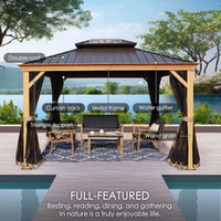 10-Ft X 12 Gazebo Brwon Gazebo with Hardtop Roof (Screen Included)