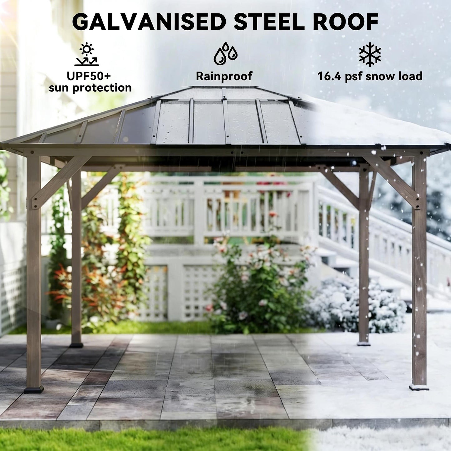 10′ × 12′  Spacious Outdoor Hardtop Gazebo