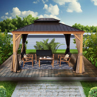 10-Ft X 12 Gazebo Brwon Gazebo with Hardtop Roof (Screen Included)