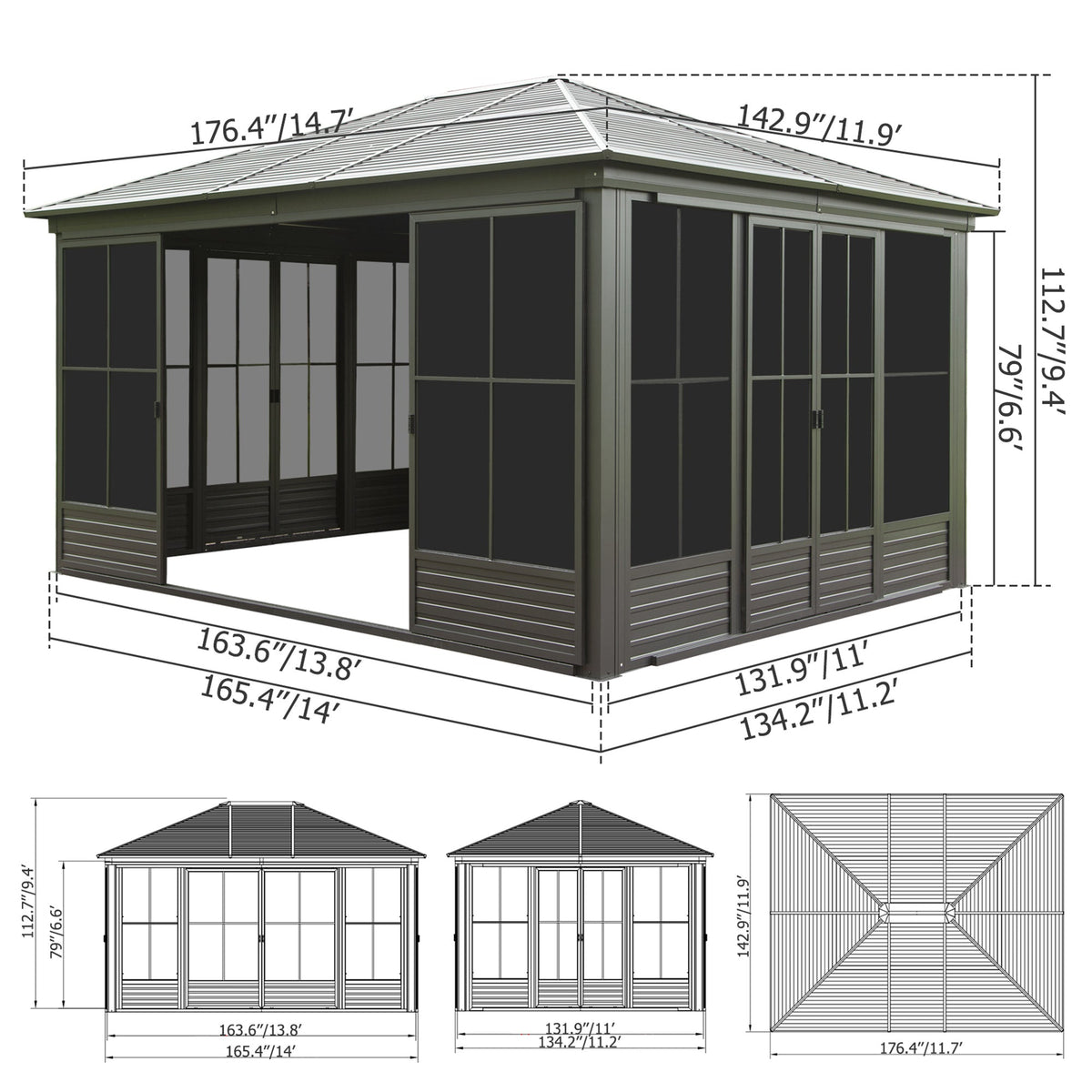 12x14FT Outdoor Sunroom Gazebo