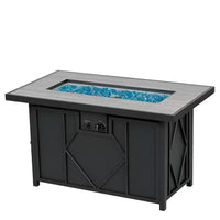 Gas Fire Pit Table Built for Year-Round Gathering, 60,000BTU Heat Output, 42 Inch Rectangular Top, Steel Base