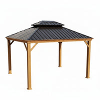 10-Ft X 12 Gazebo Brwon Gazebo with Hardtop Roof (Screen Included)