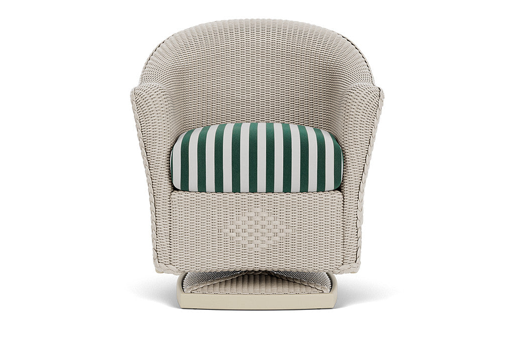 Lloyd Flanders Reflections Swivel Rocker Dining Armchair — Linen / Safari White Stripe — manufacturer configuration [67823060123742]