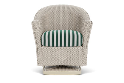 Lloyd Flanders Reflections Swivel Rocker Dining Armchair — Linen / Safari White Stripe — manufacturer configuration [67823060123742]