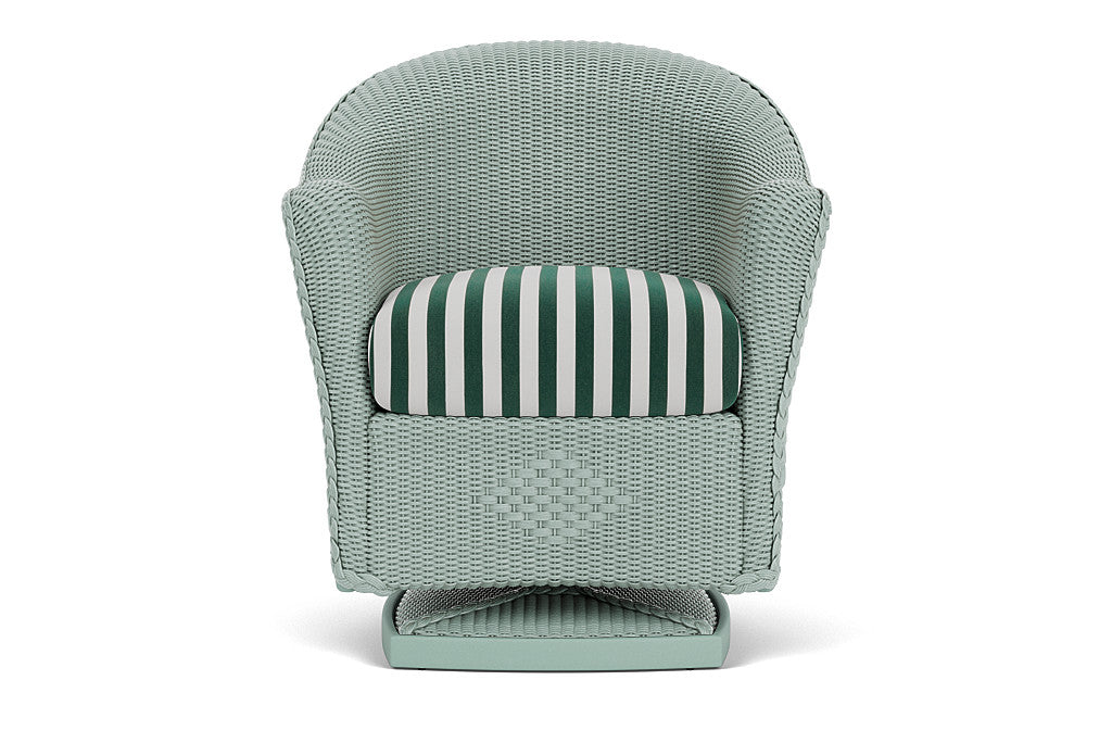 Lloyd Flanders Reflections Swivel Rocker Dining Armchair — Sea Glass / Safari White Stripe — manufacturer configuration [67823061434462]