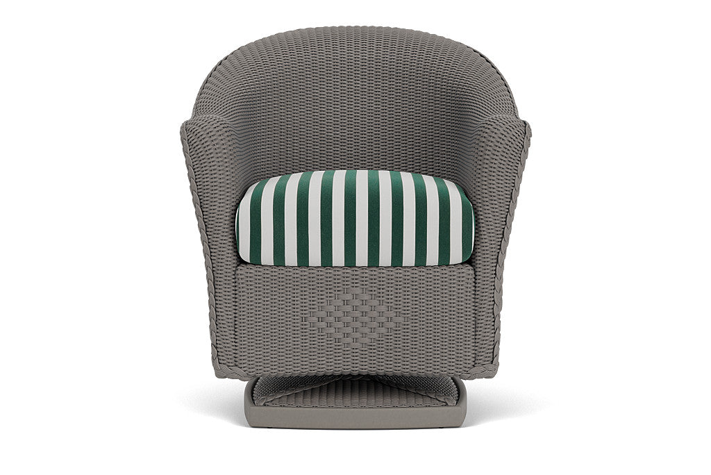 Lloyd Flanders Reflections Swivel Rocker Dining Armchair — Pewter / Safari White Stripe — manufacturer configuration [67823060779102]