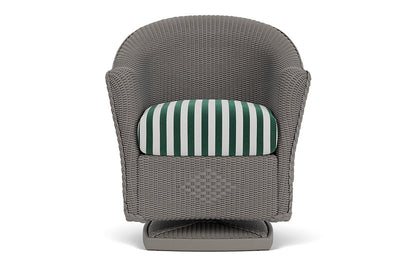 Lloyd Flanders Reflections Swivel Rocker Dining Armchair — Pewter / Safari White Stripe — manufacturer configuration [67823060779102]