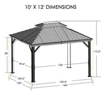 10-Ft X 12 Gazebo Brwon Gazebo with Hardtop Roof (Screen Included)