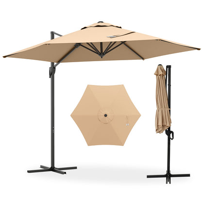 9 FT Cantilever Patio Umbrella with Vented Top and Sun-Protective Canopy