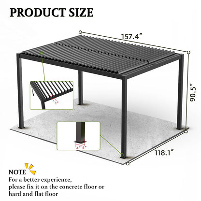 10x19 Louver Pergola Aluminium Frame & Louvers