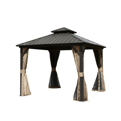 8' x 8' Hardtop Gazebo with Aluminum Frame and Double Roof Canopy