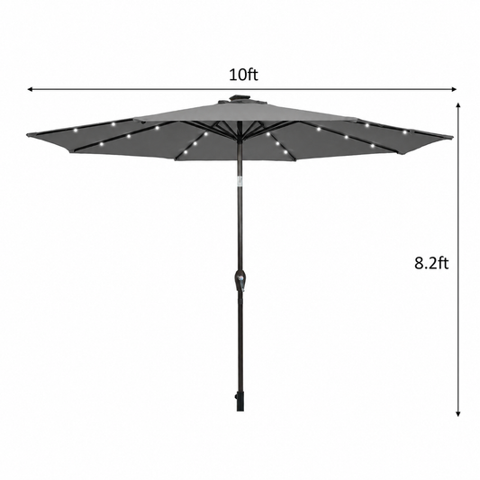 10 Feet Outdoor Patio umbrella with Bright Solar LED Lights-Dark Blue